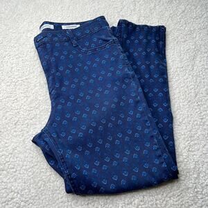 Jones New York Bleeker Ankle Zip Blue Pattern Jeans 14